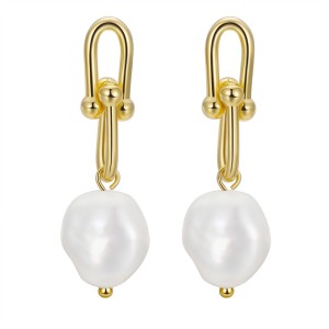 Wholesale 925 Sterling Silver Horseshoe Baroque Pearl Drop Earrings 40500110 Wholesale 925 Sterling Silver Horseshoe Baroque Pearl Drop Earrings 40500110