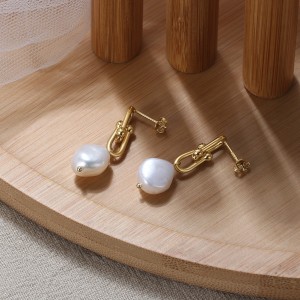 Wholesale 925 Sterling Silver Horseshoe Baroque Pearl Drop Earrings 40500110 Wholesale 925 Sterling Silver Horseshoe Baroque Pearl Drop Earrings 40500110
