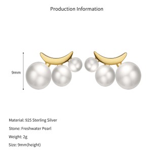Wholesale 925 Sterling Silver Crescent Moon Pearl Stud Earrings 40500111 Wholesale 925 Sterling Silver Crescent Moon Pearl Stud Earrings 40500111