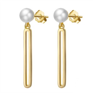 Wholesale 925 Sterling Silver Pearl Geometric Drop Earrings 40500113 Wholesale 925 Sterling Silver Pearl Geometric Drop Earrings 40500113