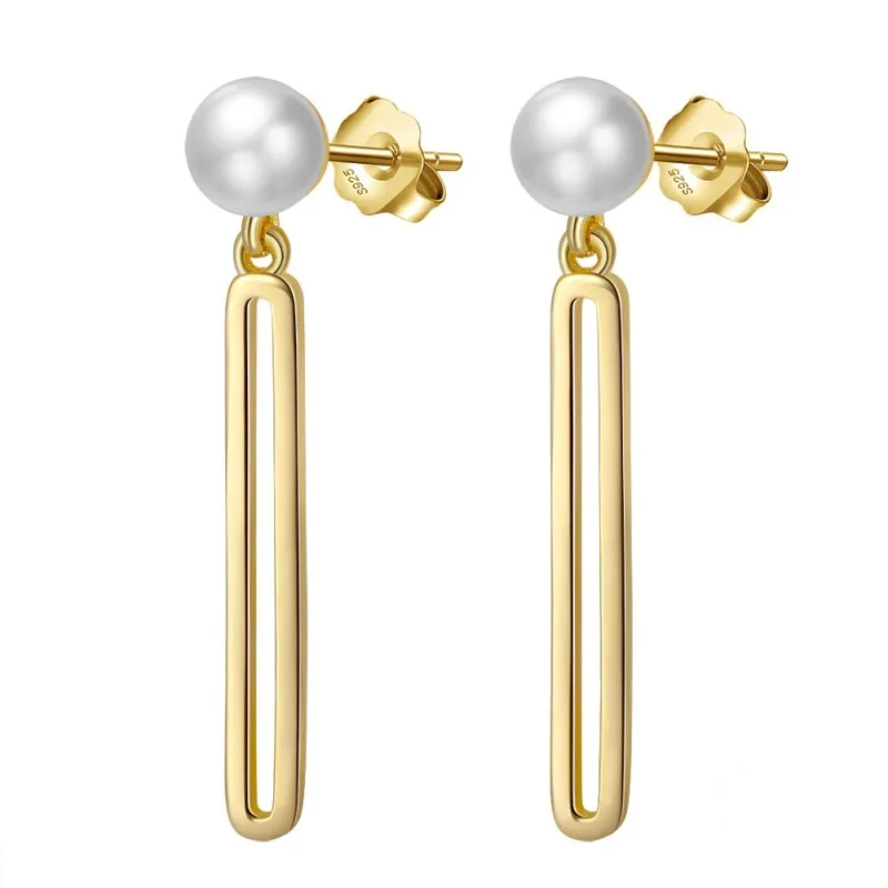 Wholesale 925 Sterling Silver Pearl Geometric Drop Earrings 40500113 Wholesale 925 Sterling Silver Pearl Geometric Drop Earrings 40500113