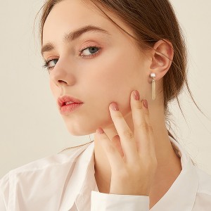Wholesale 925 Sterling Silver Pearl Geometric Drop Earrings 40500113 Wholesale 925 Sterling Silver Pearl Geometric Drop Earrings 40500113
