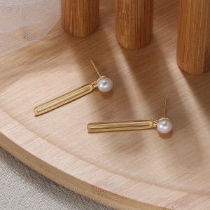 Wholesale 925 Sterling Silver Pearl Geometric Drop Earrings 40500113 Wholesale 925 Sterling Silver Pearl Geometric Drop Earrings 40500113
