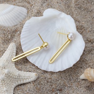 Wholesale 925 Sterling Silver Pearl Geometric Drop Earrings 40500113 Wholesale 925 Sterling Silver Pearl Geometric Drop Earrings 40500113