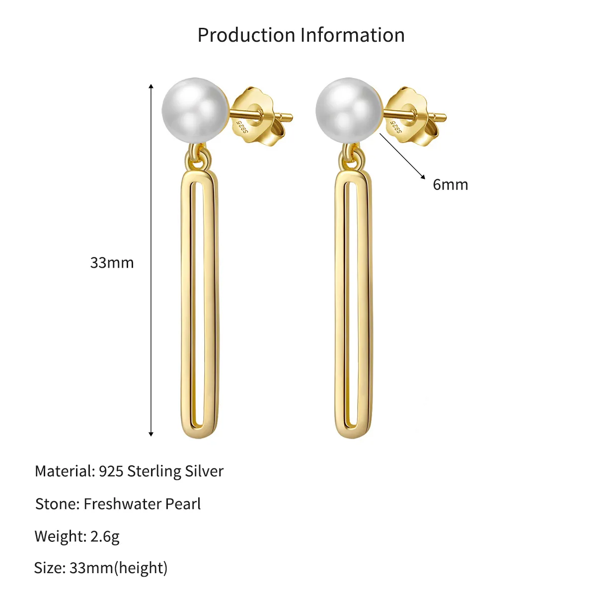 Wholesale 925 Sterling Silver Pearl Geometric Drop Earrings 40500113 - image2