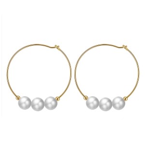 Wholesale 925 Sterling Silver Freshwater Pearl Large Hoop Earrings 40500114