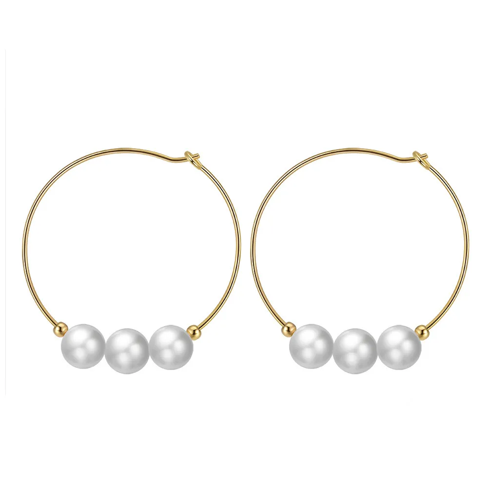 Wholesale 925 Sterling Silver Freshwater Pearl Large Hoop Earrings 40500114