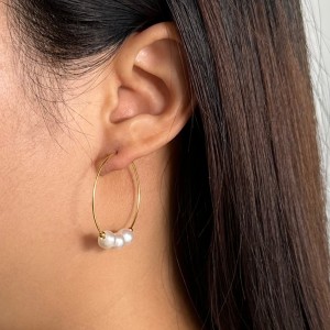 Wholesale 925 Sterling Silver Freshwater Pearl Large Hoop Earrings 40500114