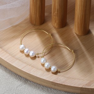 Wholesale 925 Sterling Silver Freshwater Pearl Large Hoop Earrings 40500114