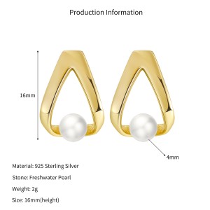 Wholesale 925 Sterling Silver Freshwater Pearl Teardrop Stud Earrings 40500116