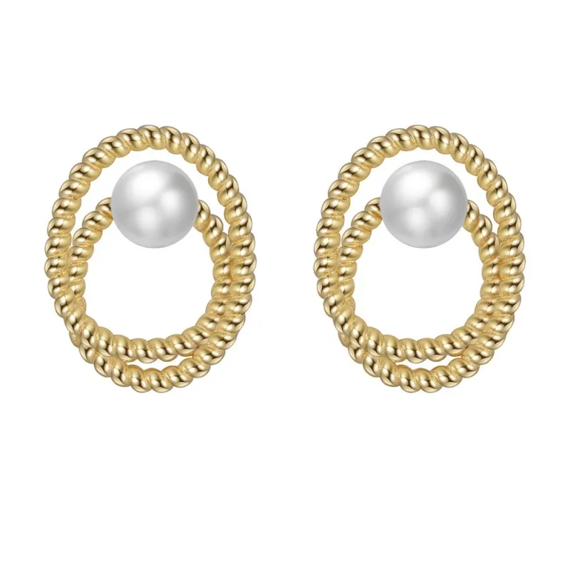 Wholesale 925 Sterling Silver Freshwater Pearl Twisted Rope Stud Earrings 40500117 Wholesale 925 Sterling Silver Freshwater Pearl Twisted Rope Stud Earrings 40500117