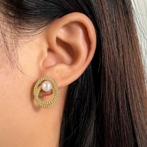 Wholesale 925 Sterling Silver Freshwater Pearl Twisted Rope Stud Earrings 40500117 Wholesale 925 Sterling Silver Freshwater Pearl Twisted Rope Stud Earrings 40500117