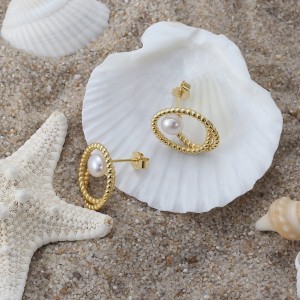 Wholesale 925 Sterling Silver Freshwater Pearl Twisted Rope Stud Earrings 40500117 Wholesale 925 Sterling Silver Freshwater Pearl Twisted Rope Stud Earrings 40500117