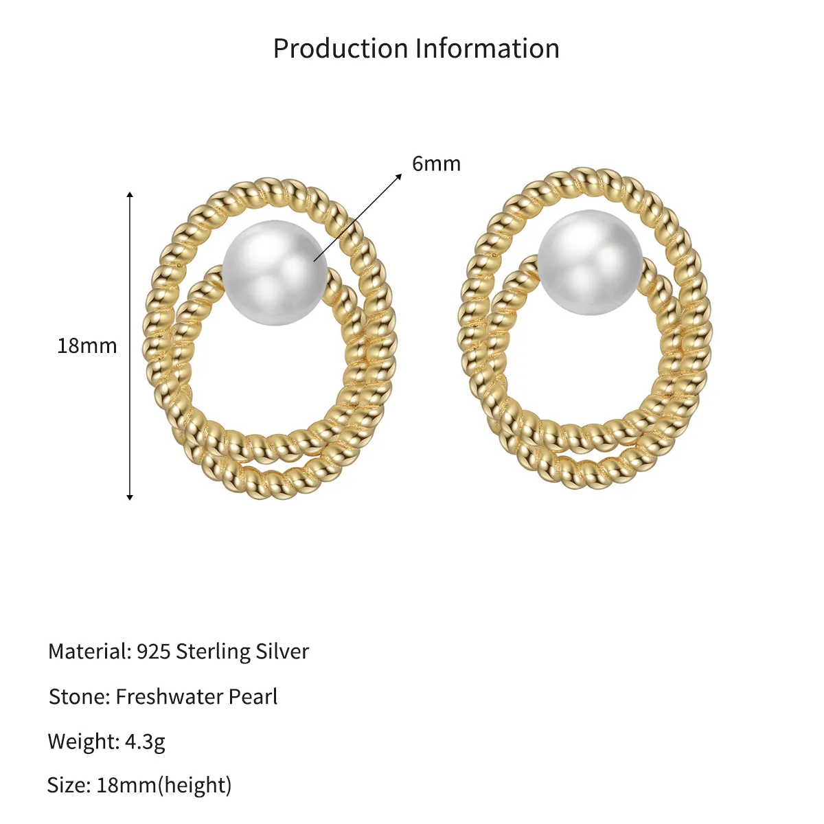 Wholesale 925 Sterling Silver Freshwater Pearl Twisted Rope Stud Earrings 40500117 - image2