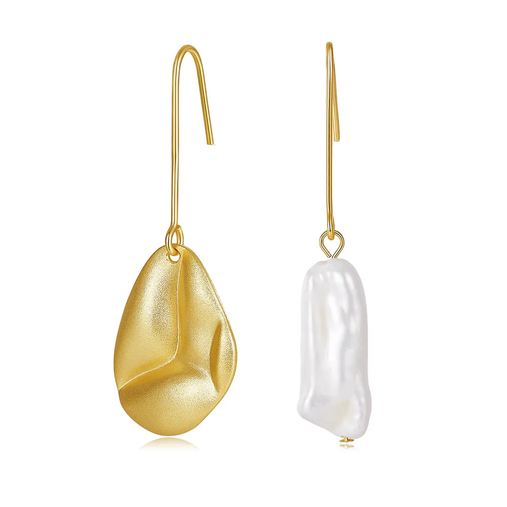 Wholesale 925 Sterling Silver Baroque Pearl Asymmetric Drop Earrings 40500118 Wholesale 925 Sterling Silver Baroque Pearl Asymmetric Drop Earrings 40500118