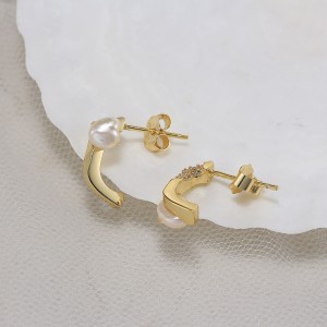 Wholesale 925 Sterling Silver Freshwater Pearl Geometric CZ Stud Earrings 40500119 Wholesale 925 Sterling Silver Freshwater Pearl Geometric CZ Stud Earrings 40500119