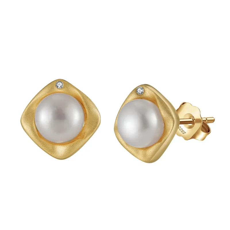 Wholesale 925 Sterling Silver Freshwater Pearl Geometric Stud Earrings 40500121 Wholesale 925 Sterling Silver Freshwater Pearl Geometric Stud Earrings 40500121