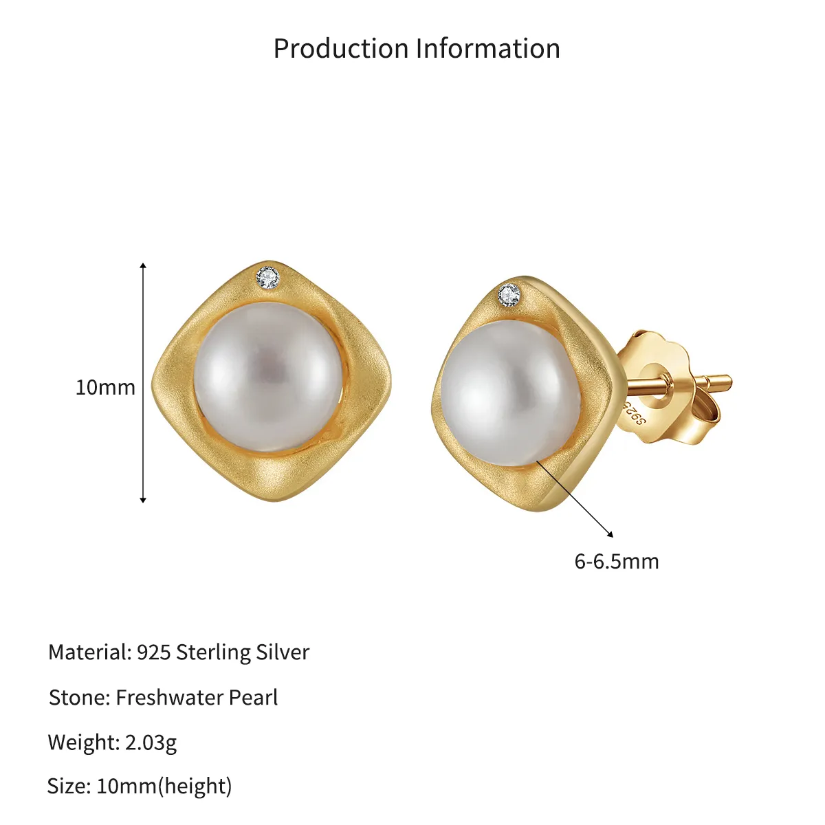 Wholesale 925 Sterling Silver Freshwater Pearl Geometric Stud Earrings 40500121 - image2