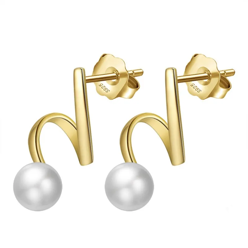 Wholesale 925 Sterling Silver Baroque Pearl Ribbon Stud Earrings 40500122