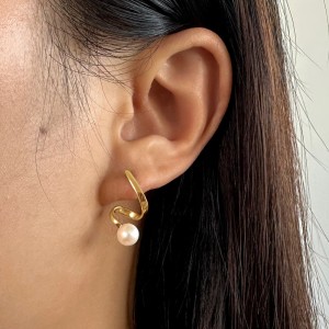 Wholesale 925 Sterling Silver Baroque Pearl Ribbon Stud Earrings 40500122 Wholesale 925 Sterling Silver Baroque Pearl Ribbon Stud Earrings 40500122