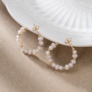 Wholesale 925 Sterling Silver Freshwater Pearl Hoop Earrings 40500123 Wholesale 925 Sterling Silver Freshwater Pearl Hoop Earrings 40500123