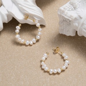 Wholesale 925 Sterling Silver Freshwater Pearl Hoop Earrings 40500123 Wholesale 925 Sterling Silver Freshwater Pearl Hoop Earrings 40500123