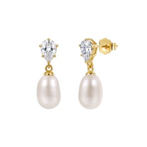 Wholesale 925 Sterling Silver Zirconia Freshwater Pearl Drop Earrings 40500126 Wholesale 925 Sterling Silver Zirconia Freshwater Pearl Drop Earrings 40500126