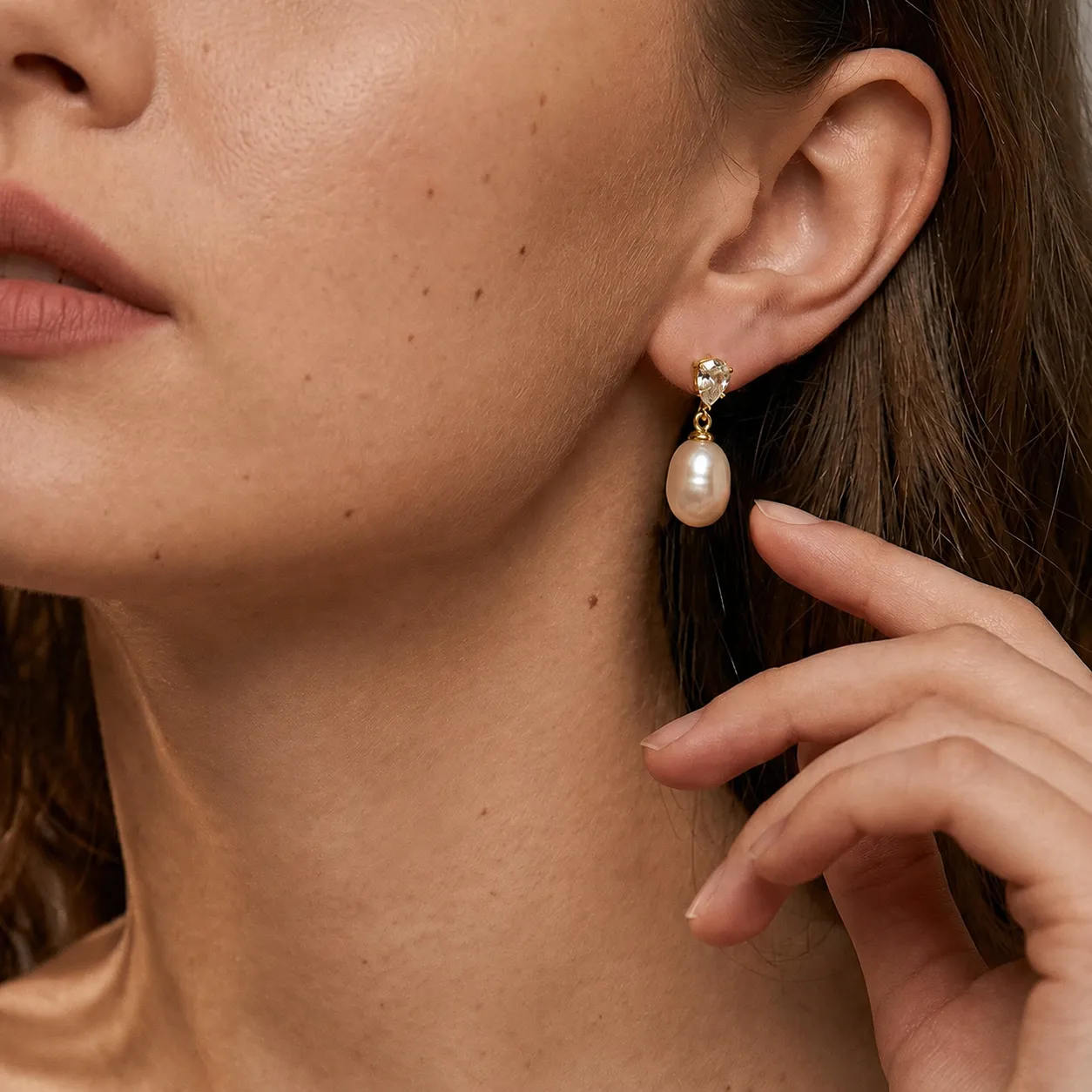 Wholesale 925 Sterling Silver Zirconia Freshwater Pearl Drop Earrings 40500126 - image1