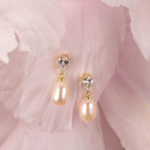 Wholesale 925 Sterling Silver Zirconia Freshwater Pearl Drop Earrings 40500126 Wholesale 925 Sterling Silver Zirconia Freshwater Pearl Drop Earrings 40500126