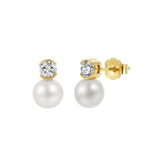 Wholesale 925 Sterling Silver CZ Freshwater Pearl Stud Earrings 40500127 Wholesale 925 Sterling Silver CZ Freshwater Pearl Stud Earrings 40500127