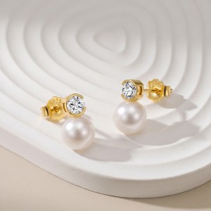 Wholesale 925 Sterling Silver CZ Freshwater Pearl Stud Earrings 40500127 Wholesale 925 Sterling Silver CZ Freshwater Pearl Stud Earrings 40500127