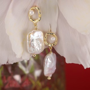 Wholesale 925 Sterling Silver Baroque Freshwater Pearl Geometric Drop Earrings 40500128 Wholesale 925 Sterling Silver Baroque Freshwater Pearl Geometric Drop Earrings 40500128