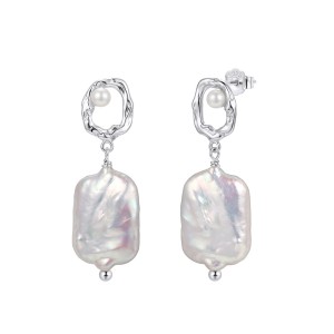 Wholesale 925 Sterling Silver Baroque Freshwater Pearl Geometric Drop Earrings 40500128 Wholesale 925 Sterling Silver Baroque Freshwater Pearl Geometric Drop Earrings 40500128