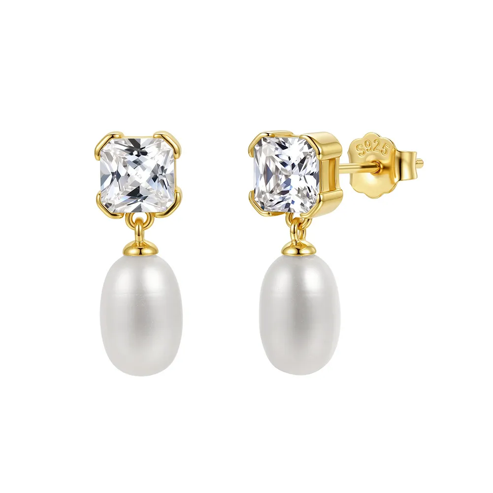 Wholesale 925 Sterling Silver Zirconia Freshwater Pearl Drop Stud Earrings 40500129 Wholesale 925 Sterling Silver Zirconia Freshwater Pearl Drop Stud Earrings 40500129