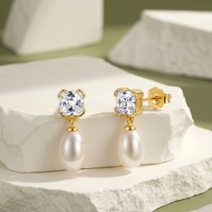 Wholesale 925 Sterling Silver Zirconia Freshwater Pearl Drop Stud Earrings 40500129 Wholesale 925 Sterling Silver Zirconia Freshwater Pearl Drop Stud Earrings 40500129