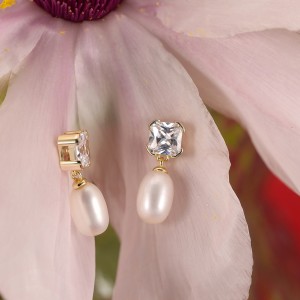 Wholesale 925 Sterling Silver Zirconia Freshwater Pearl Drop Stud Earrings 40500129 Wholesale 925 Sterling Silver Zirconia Freshwater Pearl Drop Stud Earrings 40500129