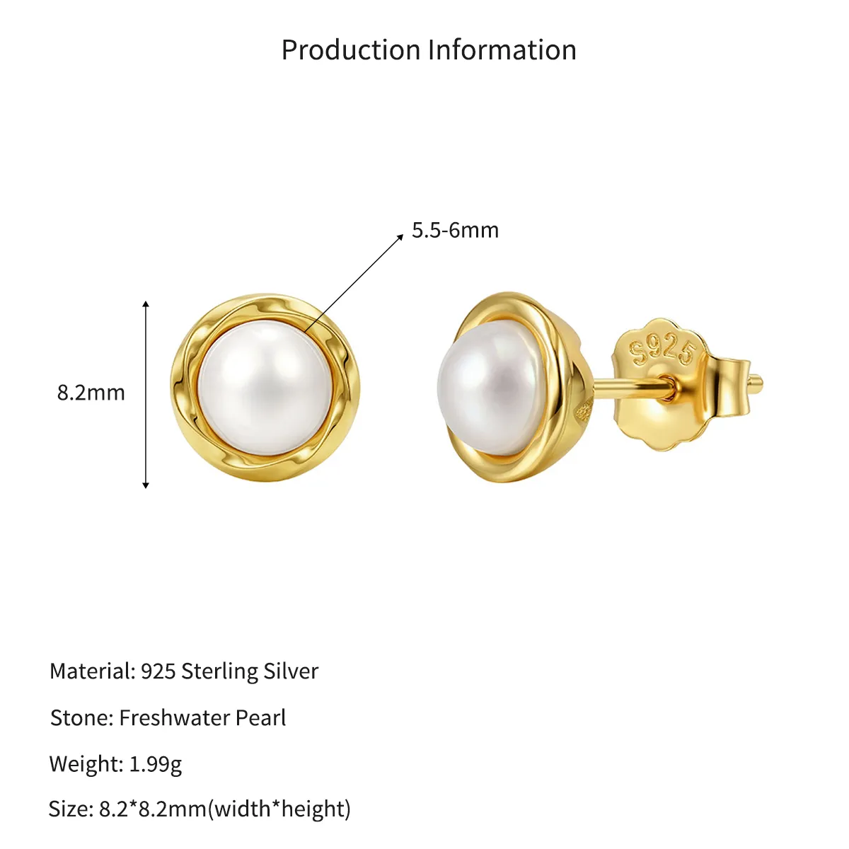 Wholesale 925 Sterling Silver Freshwater Pearl Stud Earrings 40500130 - image2