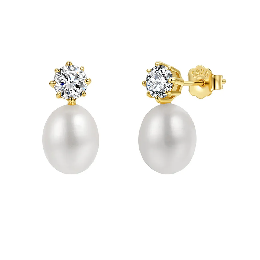 Wholesale 925 Sterling Silver Zirconia Freshwater Pearl Drop Stud Earrings 40500131 Wholesale 925 Sterling Silver Zirconia Freshwater Pearl Drop Stud Earrings 40500131