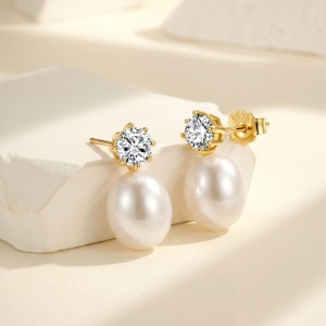 Wholesale 925 Sterling Silver Zirconia Freshwater Pearl Drop Stud Earrings 40500131 Wholesale 925 Sterling Silver Zirconia Freshwater Pearl Drop Stud Earrings 40500131
