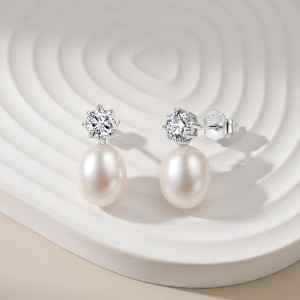Wholesale 925 Sterling Silver Zirconia Freshwater Pearl Drop Stud Earrings 40500131 Wholesale 925 Sterling Silver Zirconia Freshwater Pearl Drop Stud Earrings 40500131
