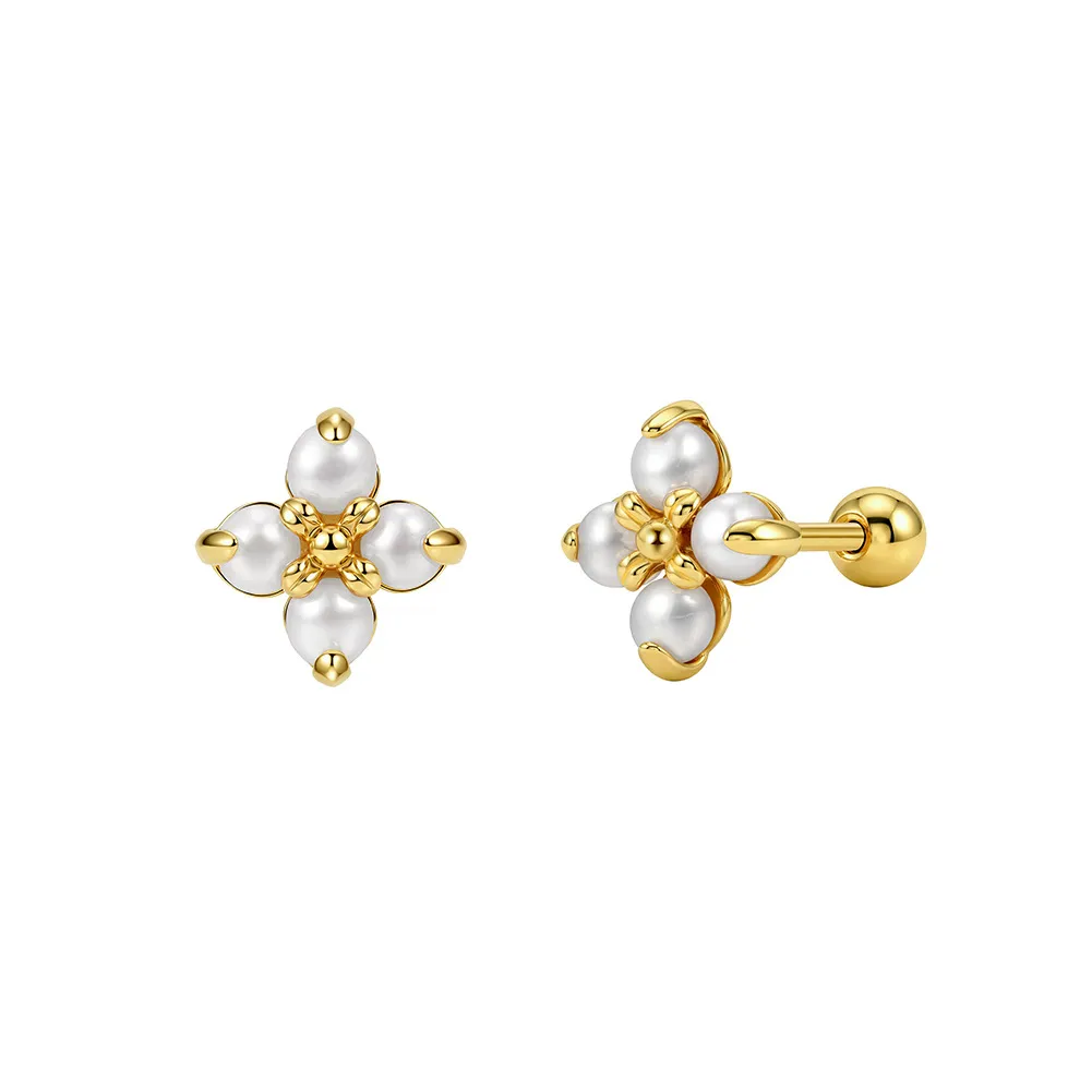 Wholesale 925 Sterling Silver Freshwater Pearl Flower Screw Back Stud Earrings 40500132 Wholesale 925 Sterling Silver Freshwater Pearl Flower Screw Back Stud Earrings 40500132