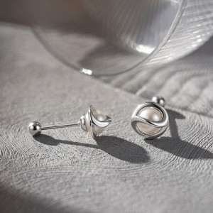 Wholesale 925 Sterling Silver Freshwater Pearl Knot Screw Back Stud Earrings 40500134 Wholesale 925 Sterling Silver Freshwater Pearl Knot Screw Back Stud Earrings 40500134