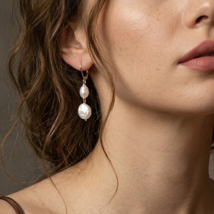 Wholesale 925 Sterling Silver Double Freshwater Pearl Drop Earrings 40500135 Wholesale 925 Sterling Silver Double Freshwater Pearl Drop Earrings 40500135