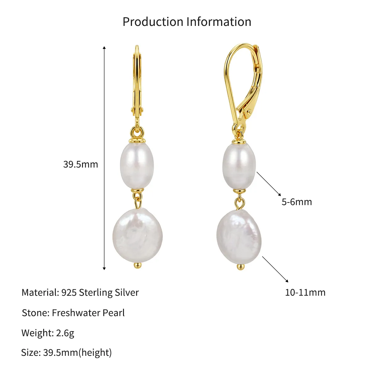 Wholesale 925 Sterling Silver Double Freshwater Pearl Drop Earrings 40500135 - image2