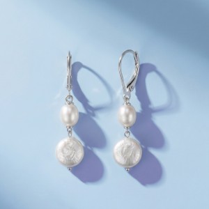 Wholesale 925 Sterling Silver Double Freshwater Pearl Drop Earrings 40500135 Wholesale 925 Sterling Silver Double Freshwater Pearl Drop Earrings 40500135