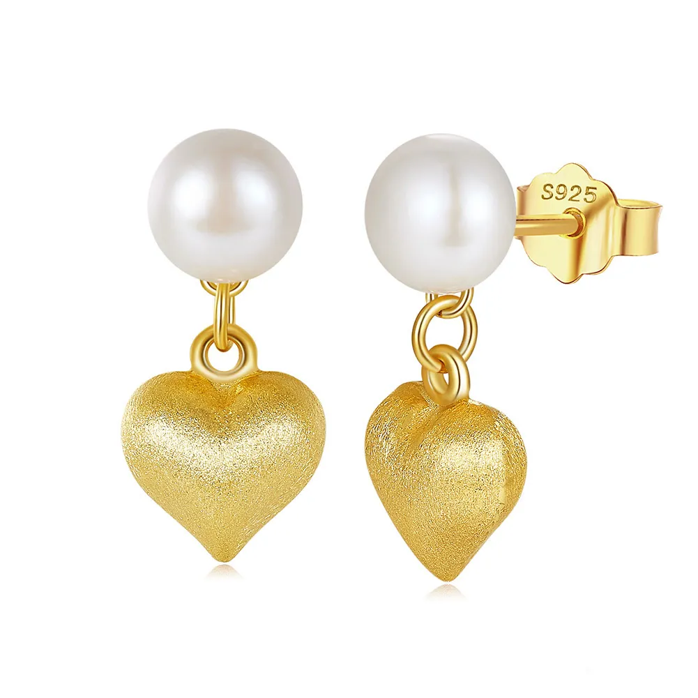 Wholesale 925 Sterling Silver Freshwater Pearl Heart Drop Earrings 40500136 Wholesale 925 Sterling Silver Freshwater Pearl Heart Drop Earrings 40500136