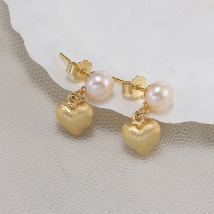Wholesale 925 Sterling Silver Freshwater Pearl Heart Drop Earrings 40500136 Wholesale 925 Sterling Silver Freshwater Pearl Heart Drop Earrings 40500136