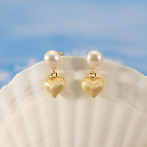 Wholesale 925 Sterling Silver Freshwater Pearl Heart Drop Earrings 40500136 Wholesale 925 Sterling Silver Freshwater Pearl Heart Drop Earrings 40500136