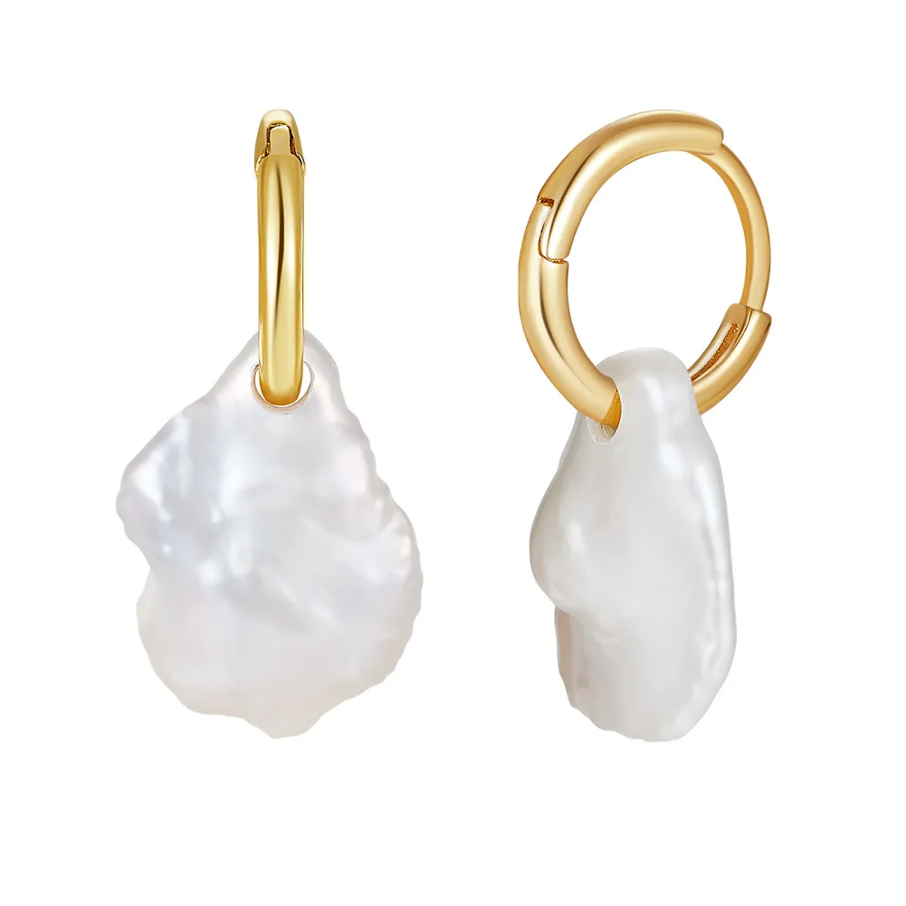 Wholesale 925 Sterling Silver Baroque Freshwater Pearl Huggie Earrings 40500137 Wholesale 925 Sterling Silver Baroque Freshwater Pearl Huggie Earrings 40500137