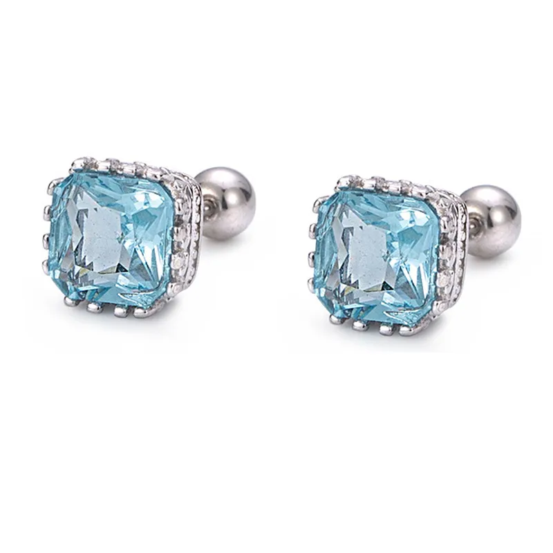 Square Zirconia Screw Back Earrings 40600002